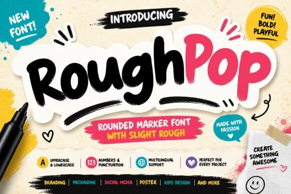 Rough Pop Marker: A Handwritten Font with Playful Character